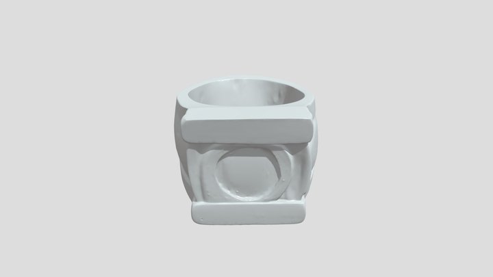 metal ring with green stone 3D Model