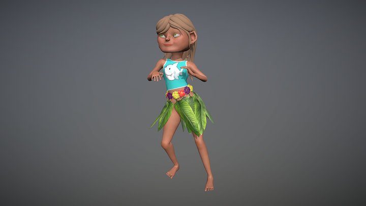 Rukkiki the Tropical Surfer Girl 3D Model