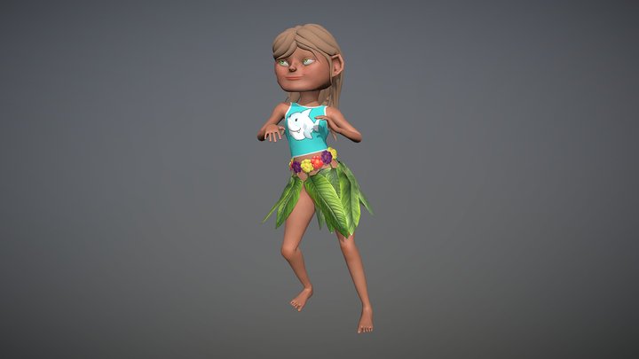 Rukkiki the Tropical Surfer Girl 3D Model