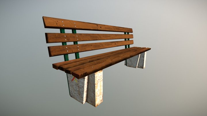 Park Bench Game Asset 3D Model