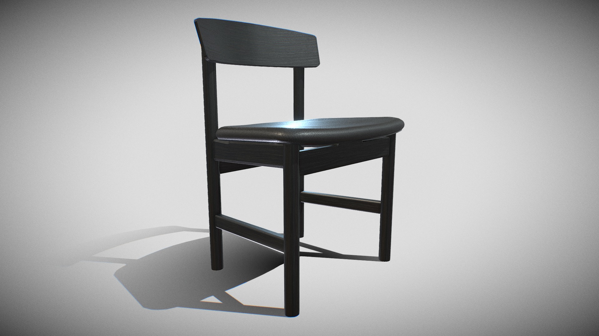3D model Mogensen Chair Model-3236 Black lacquered - This is a 3D model of the Mogensen Chair Model-3236 Black lacquered. The 3D model is about a chair on a white background.