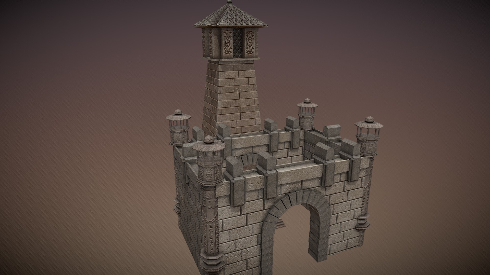 3D model Mini Castle - This is a 3D model of the Mini Castle. The 3D model is about a clock tower on a building.