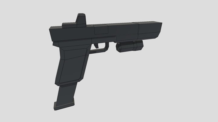 Low Poly Handgun 3D Model