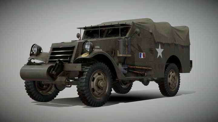 M3A1 Scout Car 3D Model