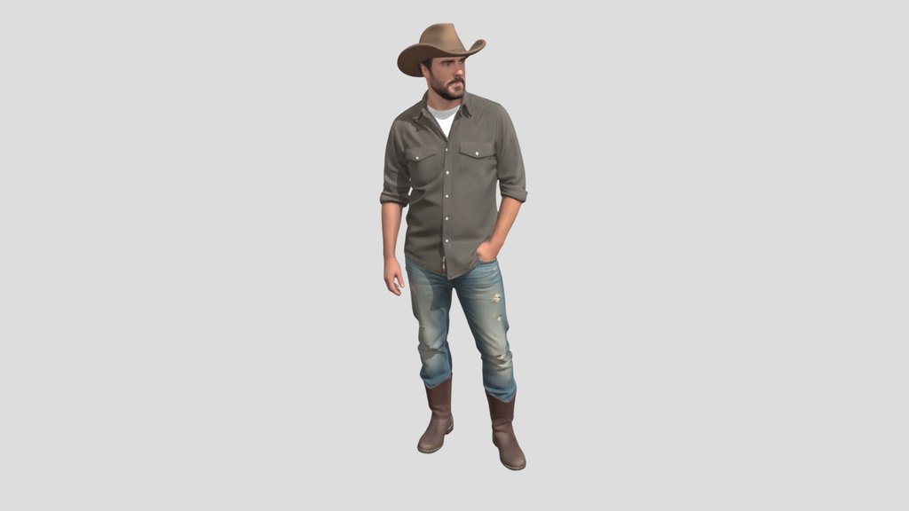 Rugged Cowboy In Distressed Jeans