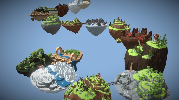 Low Poly Nature - Flying Islands 3D Model