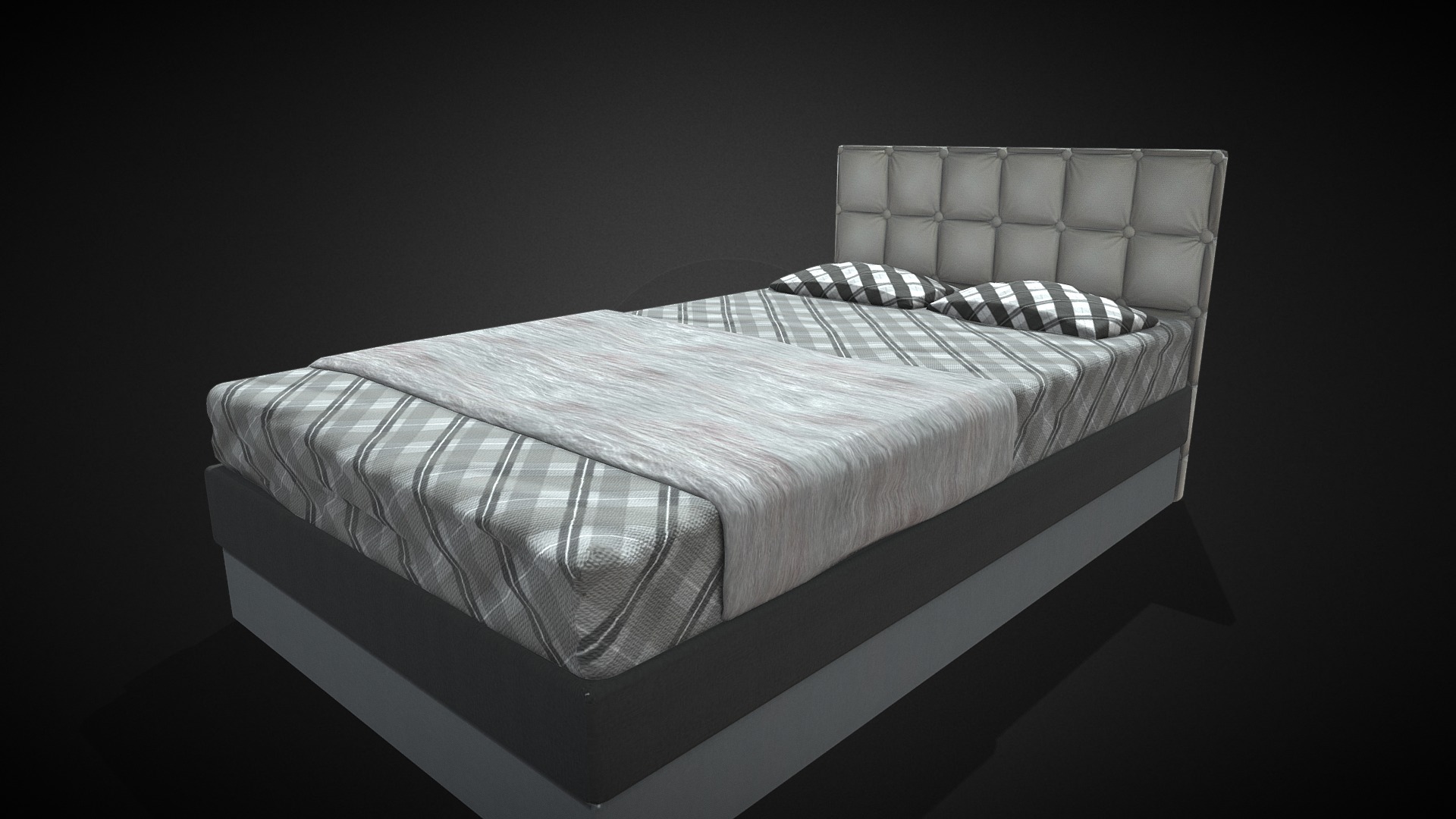 3D model Lit_moderne – Modern_Bed - This is a 3D model of the Lit_moderne - Modern_Bed. The 3D model is about a bed with a white cover.