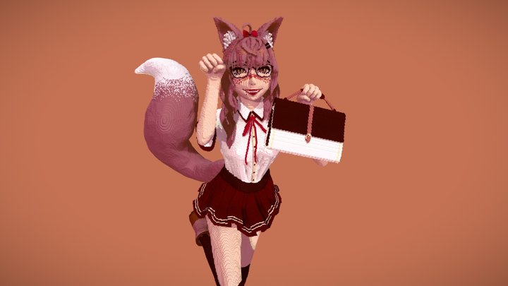 Minecraft－High school fox girl 3D Model