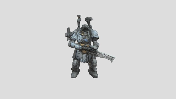 Armored Soldier in Battle Gear 3D Model
