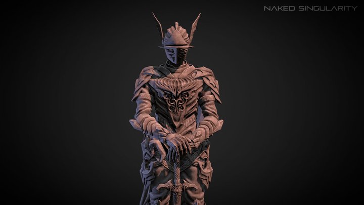 Dark fantasy knight statue | Low poly | PBR 3D Model
