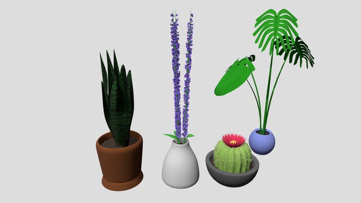 Four in pots 3D Model