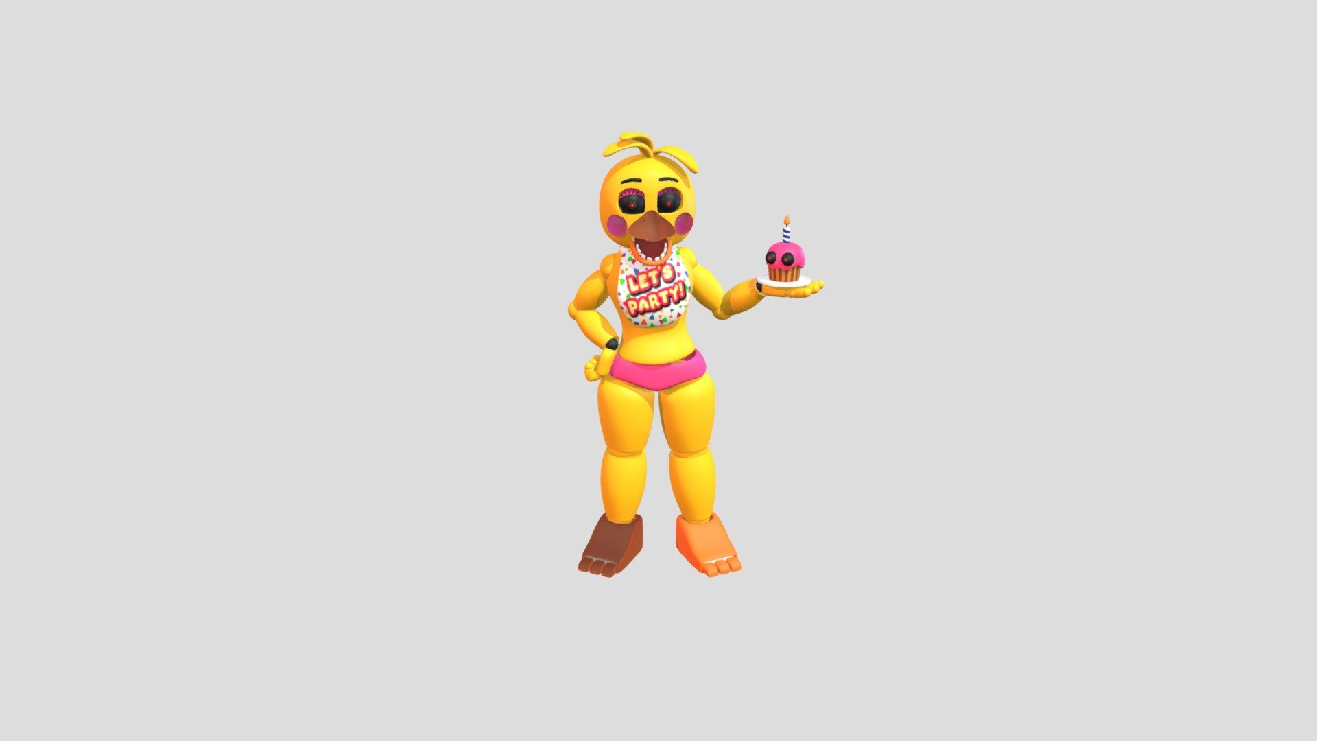 C4D) Stylized Funtime Foxy and Funtime Chica UCN by springSoffia