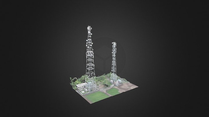 Telecommunications Tower Duo - Dense Point Cloud 3D Model