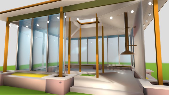 Model gazebo for relaxation and barbecue 3D Model