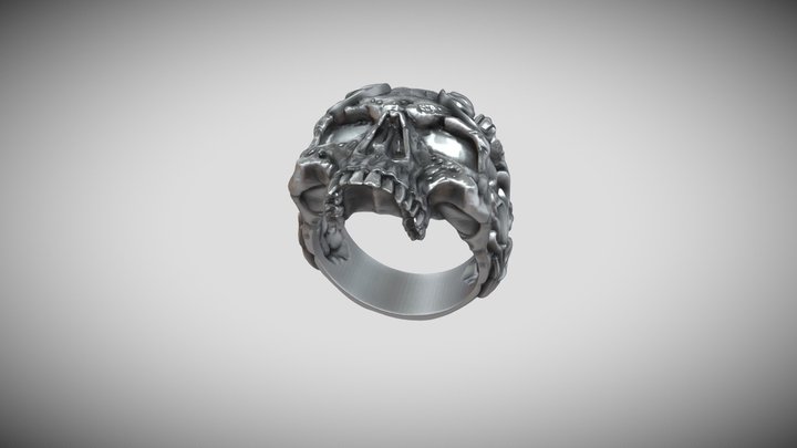 J3DS 0001 Baroque Skull Ring sz10US 3D Model