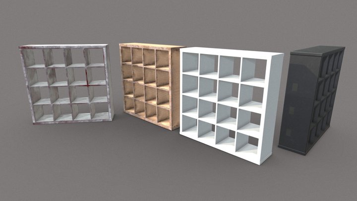 Square shelving unit collection 3D Model
