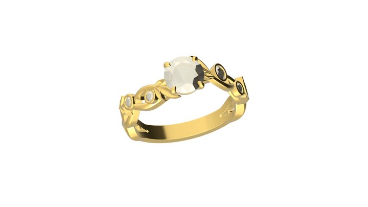 leaf organic engagement ring 3D Model