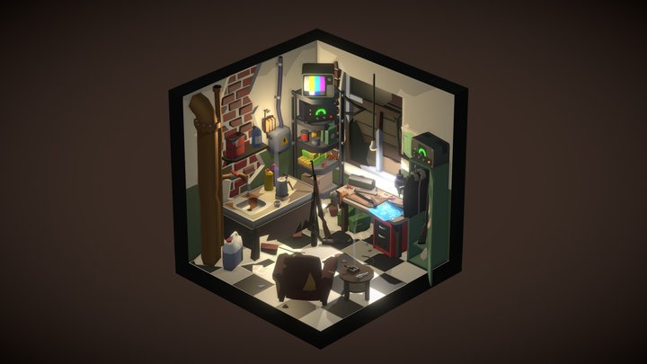 Isometric Post-Apocalyptic Room 3D Model