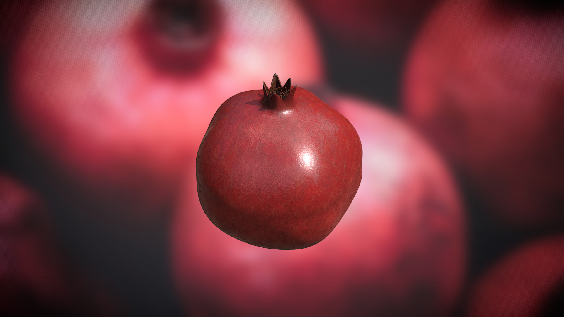 3D model Pomegranate - This is a 3D model of the Pomegranate. The 3D model is about a red apple with a stem.