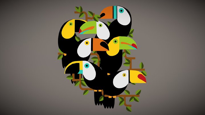 鳥鳥向量圖變動態3D_Vector bird graphics become moving 3D 3D Model