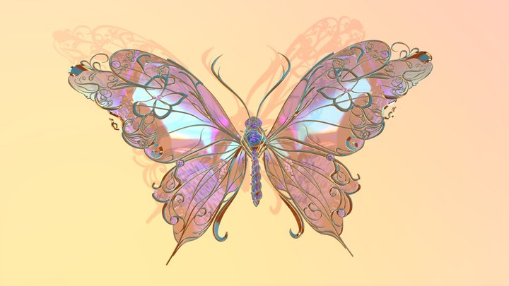 jewelry butterfly brooch 3D Model
