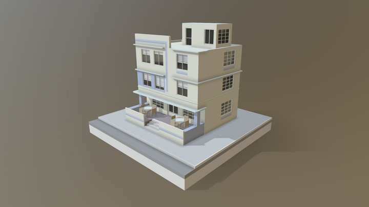 Low Poly Hotel 3D Model
