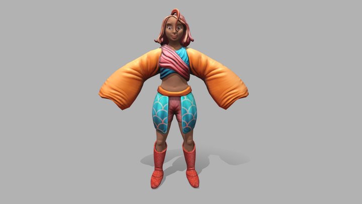 Original 3D PBR-Textures Female Character Model 3D Model