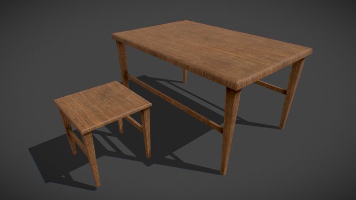 Table & tabouret 3D Model