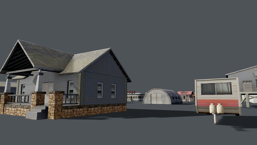 Rural Buildings Set - Low Poly models
