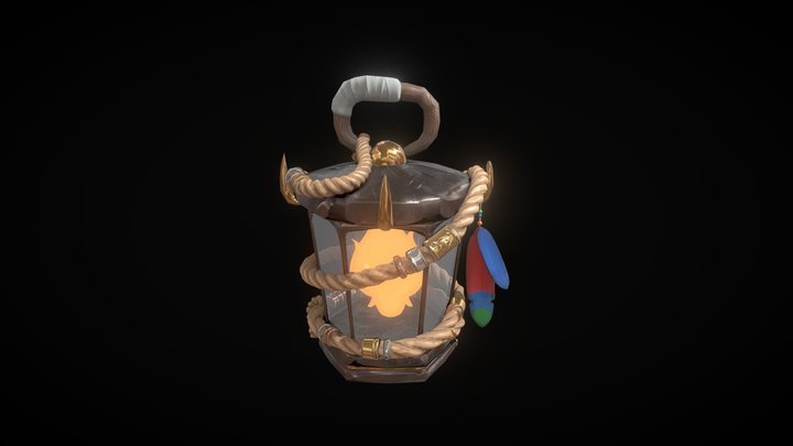 Stylized Lantern with Fire Wisp 3D Model