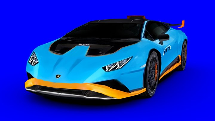 Ps1 Low-Poly 2021 Lamborghini Huracán STO 3D Model