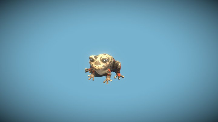 Cartoon Animated Red-legged Frog 12 Animations 3D Model
