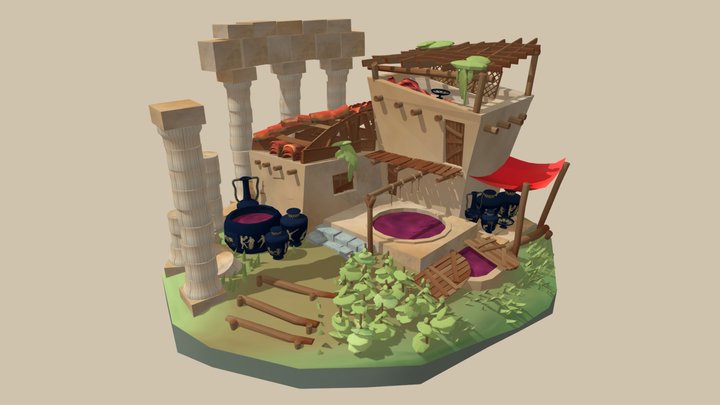 achiand greek winery: Μπούιλ winery / residence 3D Model