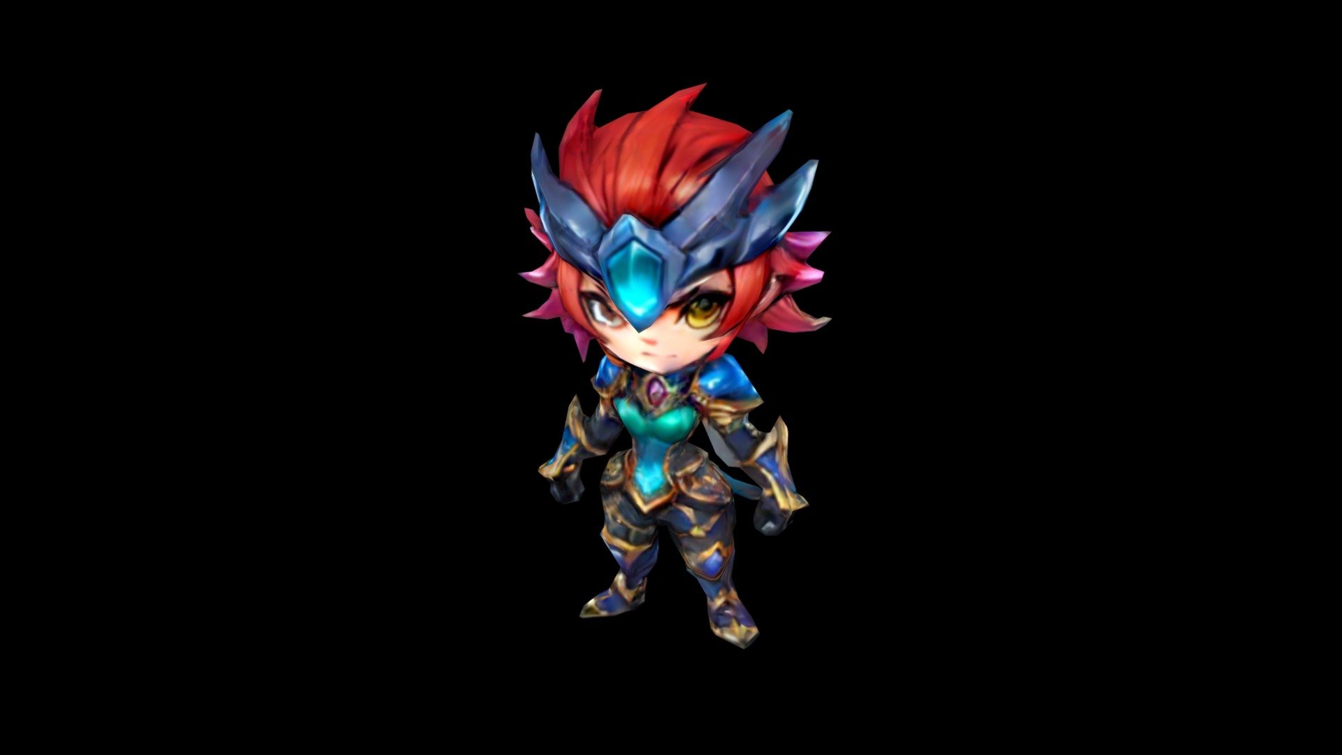 Female warrior girl with spiky red hair and blue - Download Free 3D ...