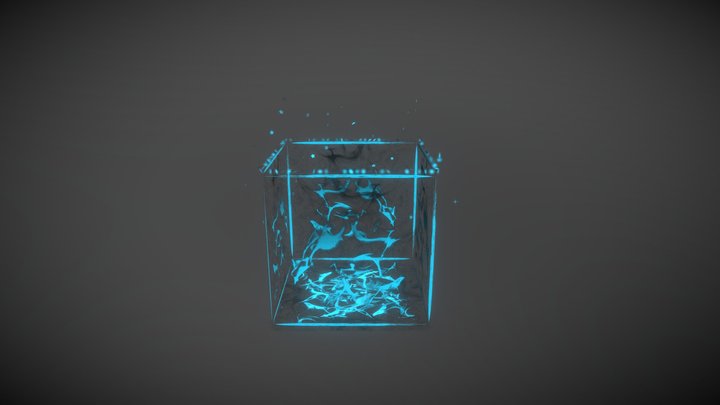 Blue fire Cube 3D Model