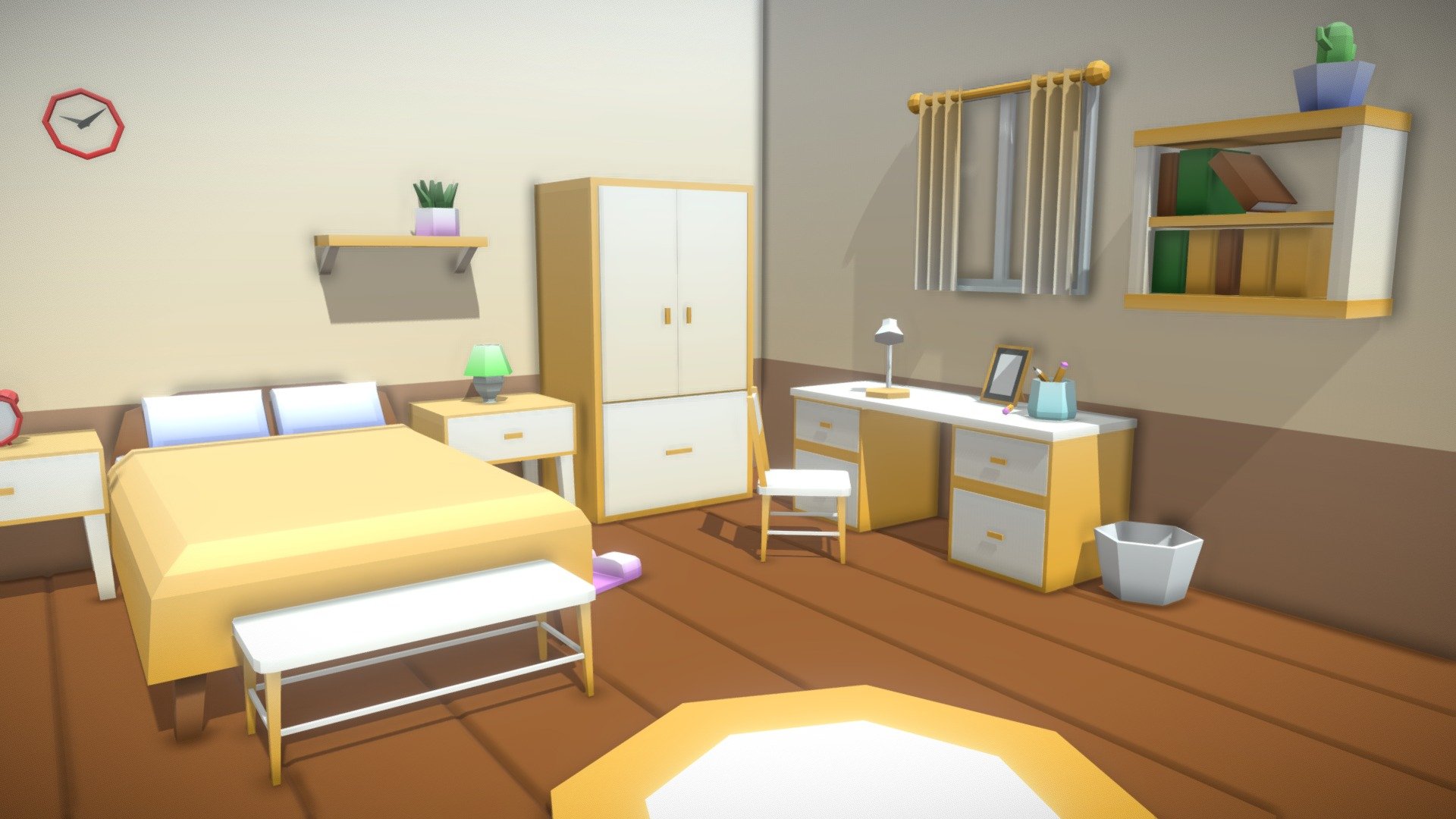 Lowpoly Bedroom - Download Free 3D model by Mora (@MoraAzul) [51bc272 ...