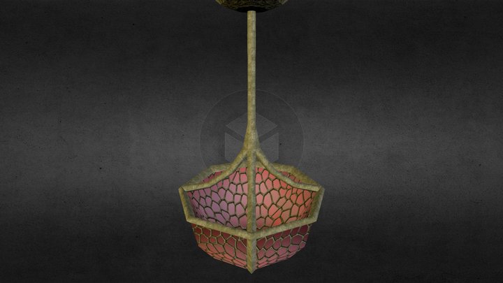 Rose Stained Glass Chandelier 3D Model