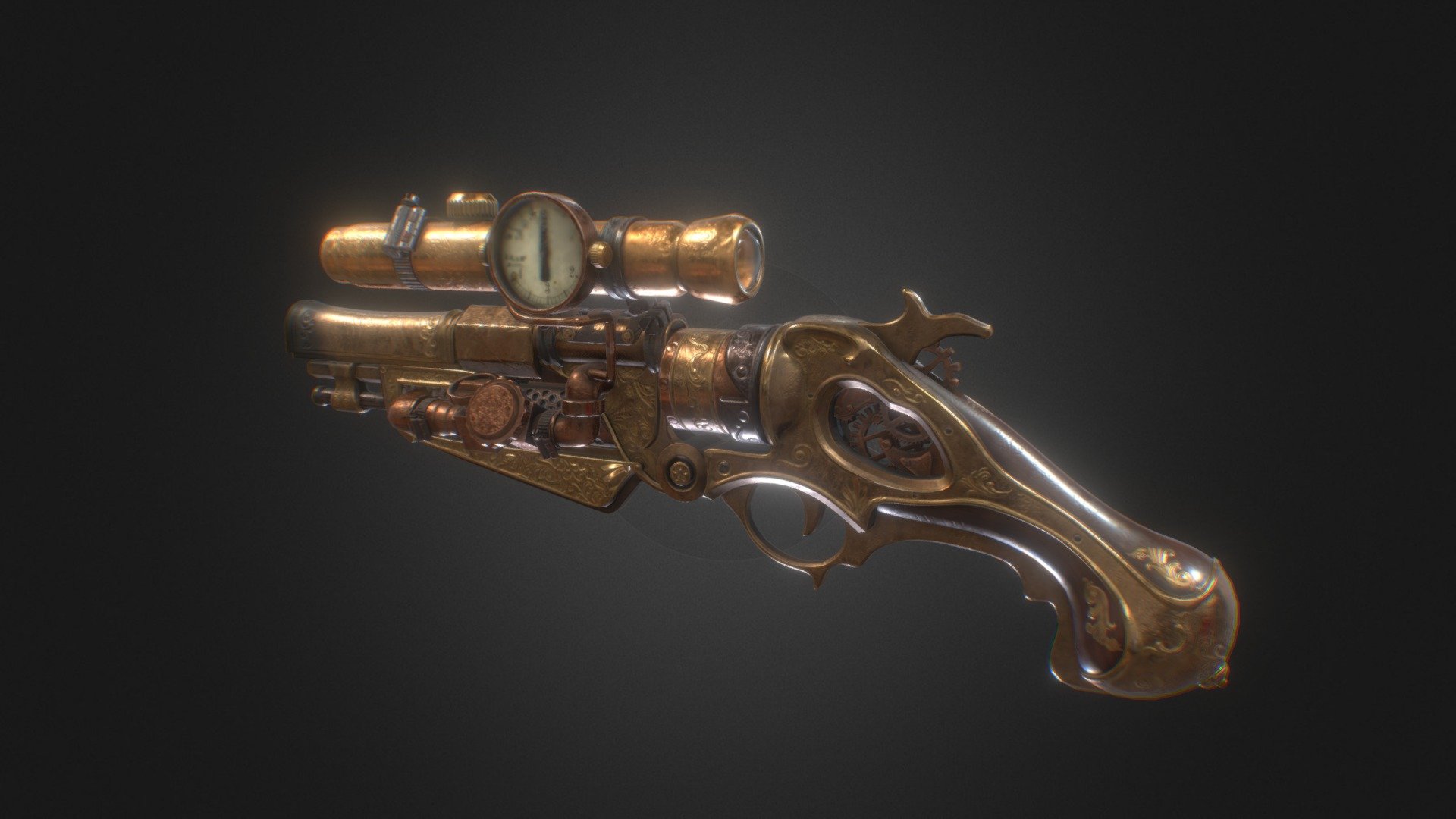 Steampunk Gun Download Free 3D model by Batuhan13 Batuhan13