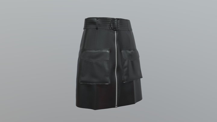 Black Leather Belted Skirt