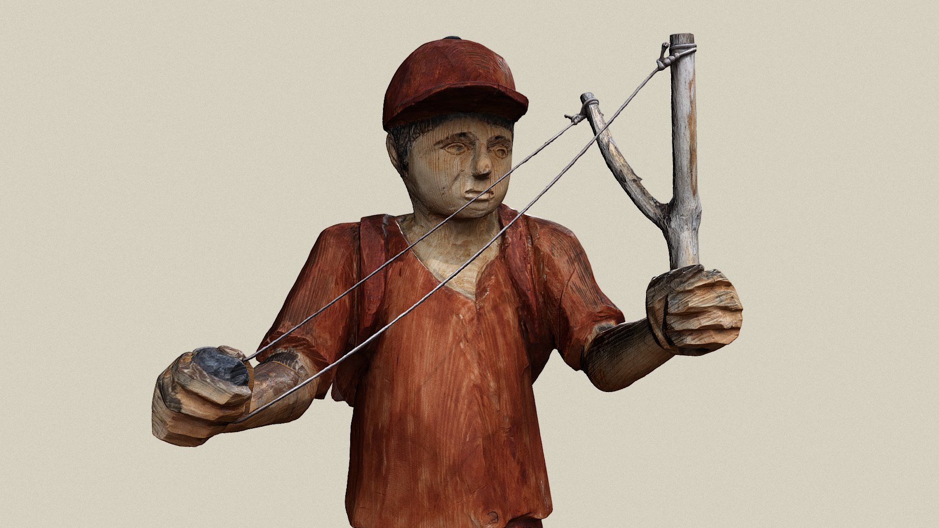 Junge mit Schleuder — Sketchfab embed 3D viewer