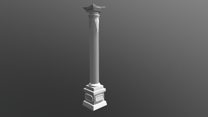 Column with Flags 3D Model