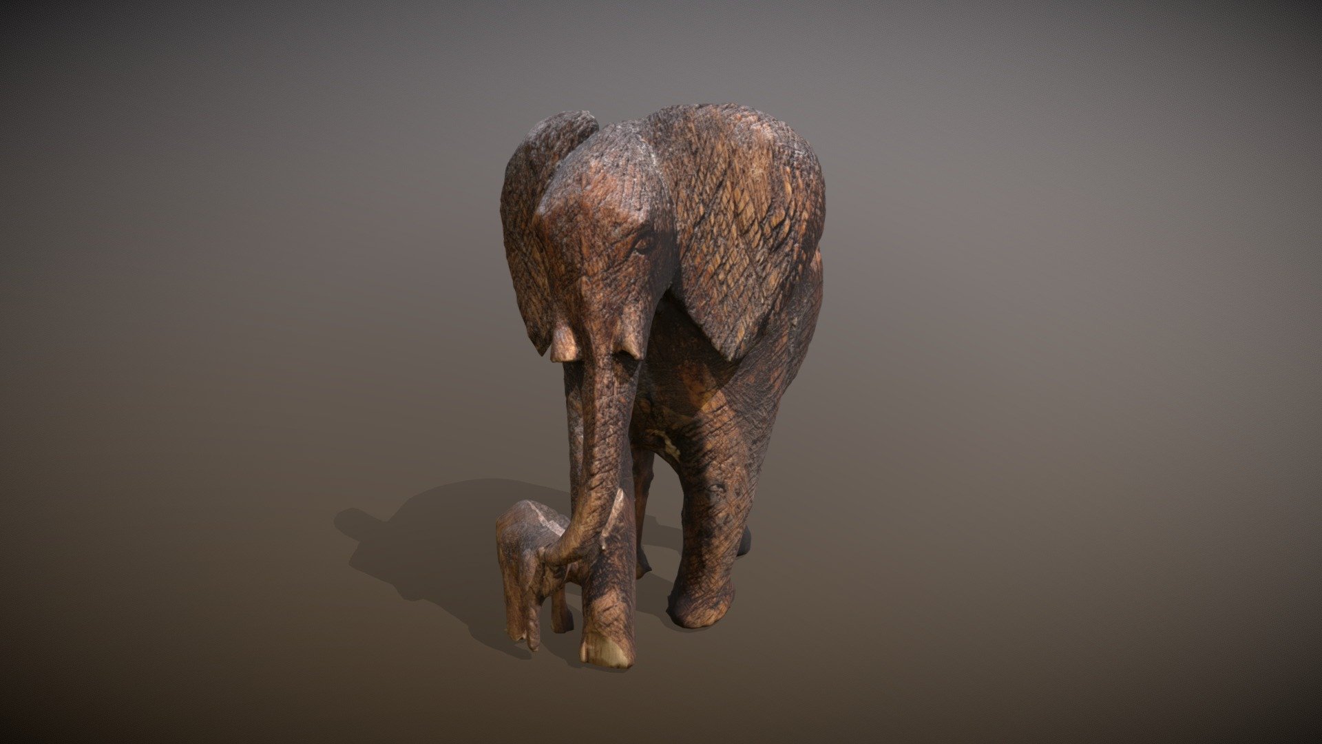 Wood Elephant Model