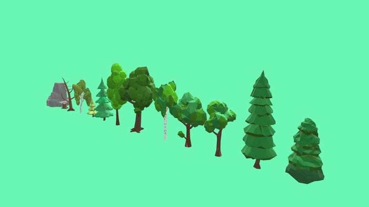 Low poly trees 3D Model