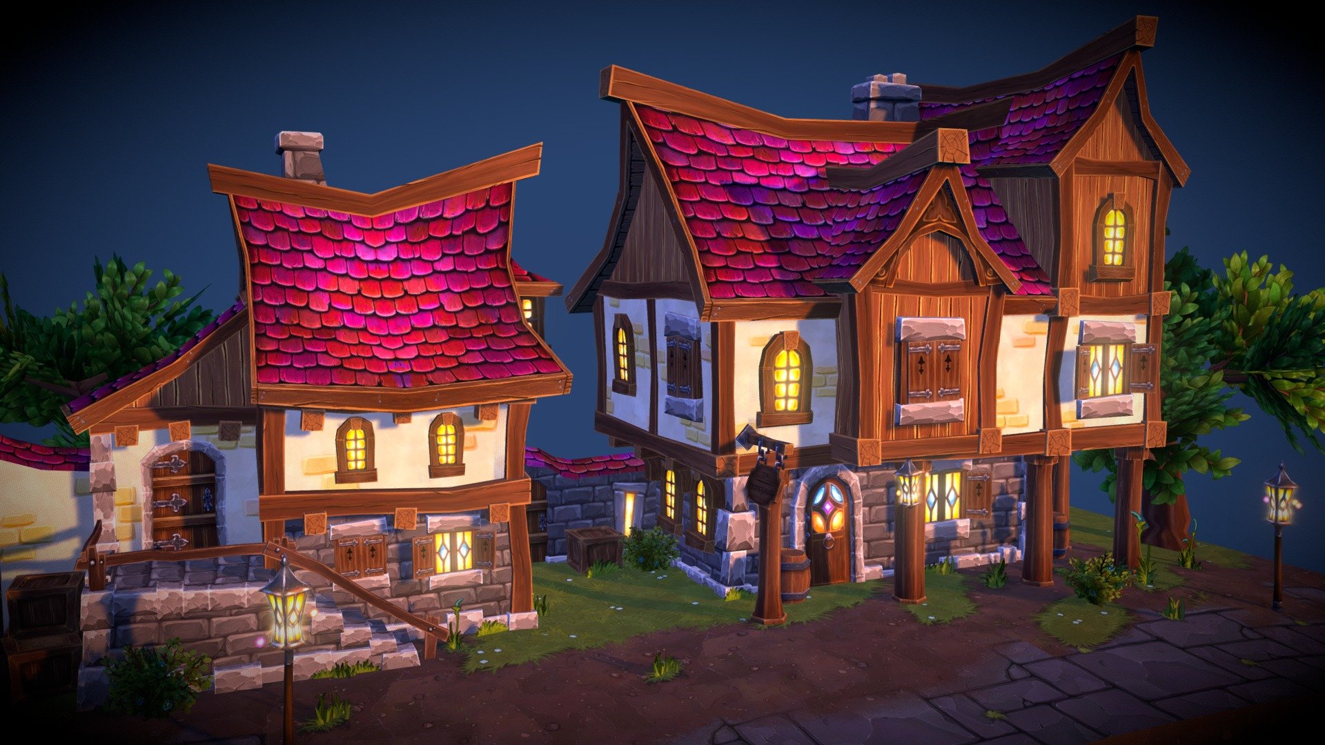 FREE - Fantasy Town - Download Free 3D model by arturhorn (@arturhorn ...