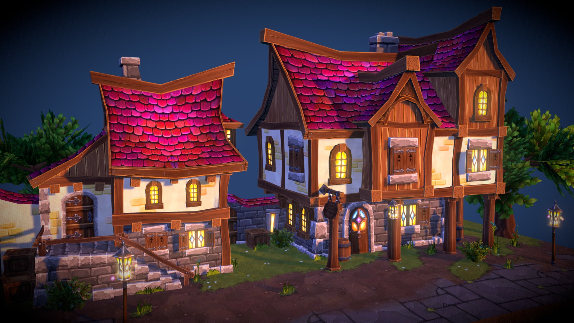 3D model Fantasy Town - This is a 3D model of the Fantasy Town. The 3D model is about a house with a red roof.