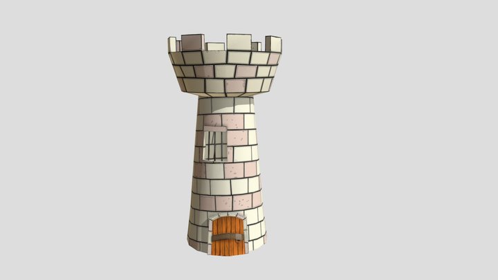 Stylized low poly tower 3D Model