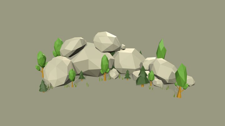 Rocks and trees 3D Model