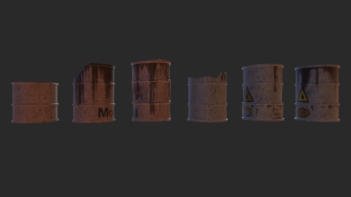 Junk Yard Petrol Station: Barrels 3D Model