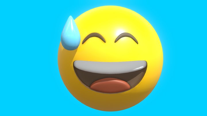 Awkward yellow ball Emoticon Emoji or Smiley 3D Model