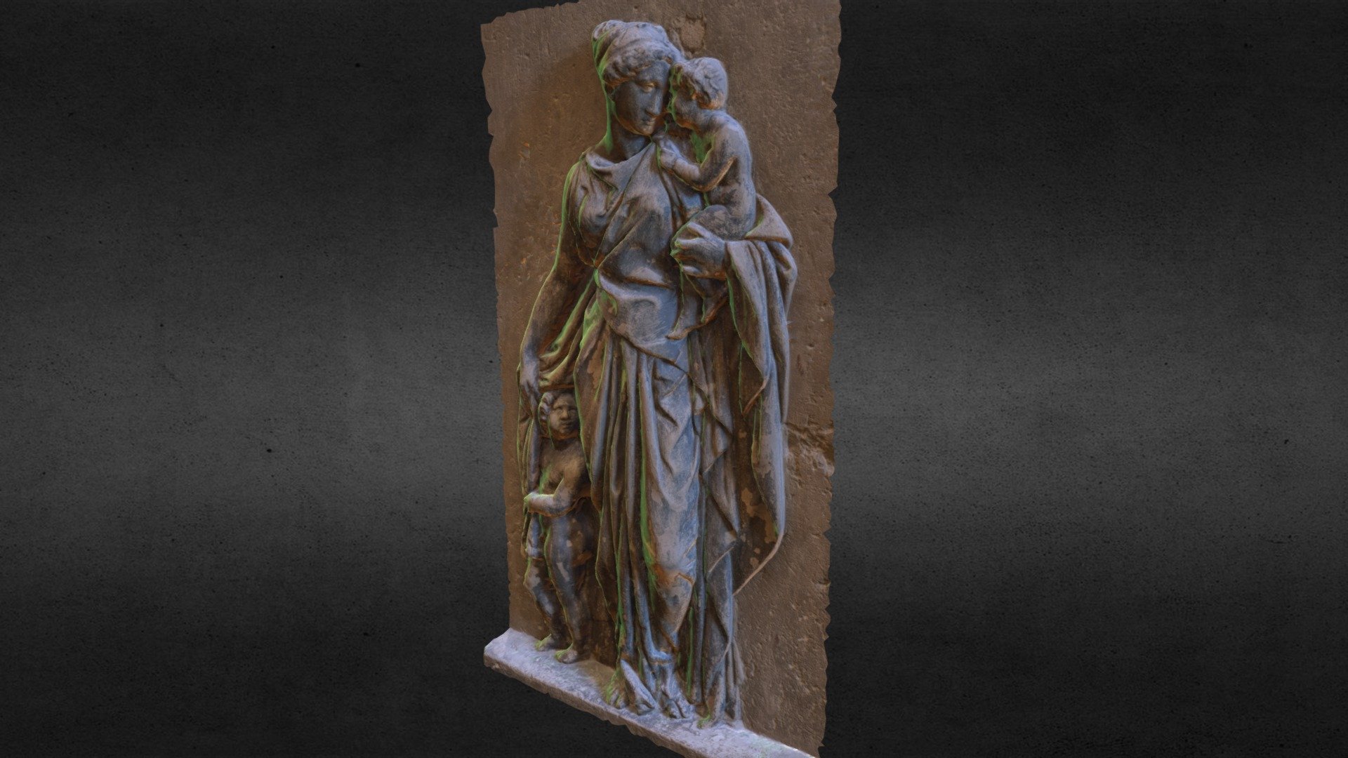 Relief of a woman with 2 children